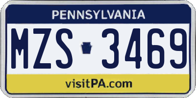 PA license plate MZS3469
