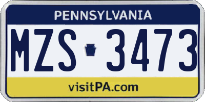 PA license plate MZS3473
