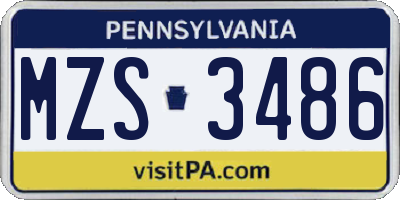 PA license plate MZS3486