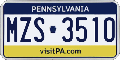 PA license plate MZS3510