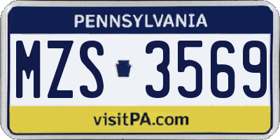 PA license plate MZS3569