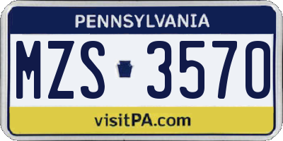 PA license plate MZS3570