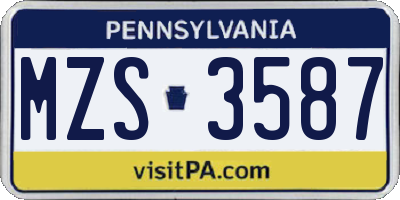 PA license plate MZS3587