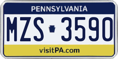 PA license plate MZS3590
