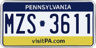 PA license plate MZS3611