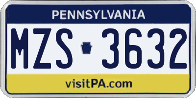 PA license plate MZS3632