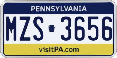 PA license plate MZS3656