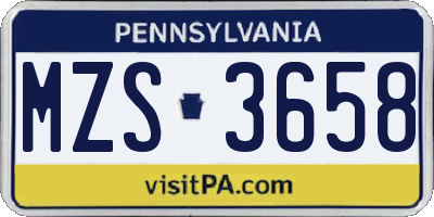 PA license plate MZS3658