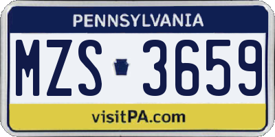 PA license plate MZS3659