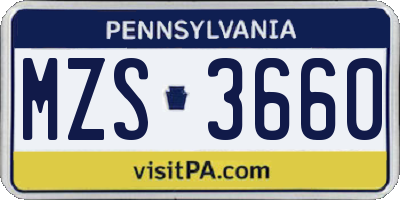 PA license plate MZS3660