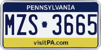 PA license plate MZS3665