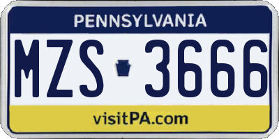 PA license plate MZS3666