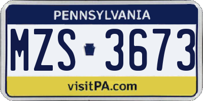 PA license plate MZS3673
