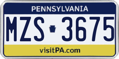 PA license plate MZS3675
