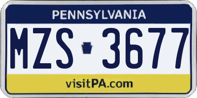 PA license plate MZS3677