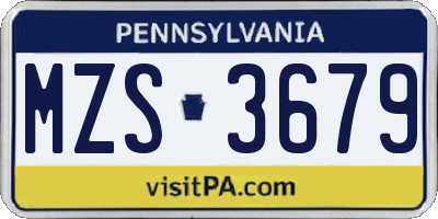 PA license plate MZS3679