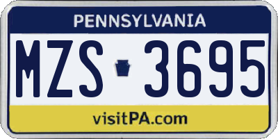 PA license plate MZS3695