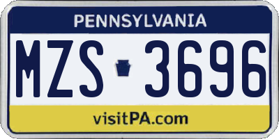 PA license plate MZS3696