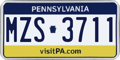 PA license plate MZS3711