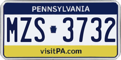 PA license plate MZS3732