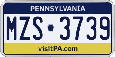 PA license plate MZS3739