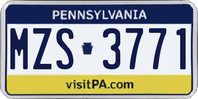 PA license plate MZS3771