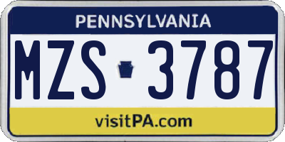 PA license plate MZS3787