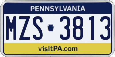 PA license plate MZS3813
