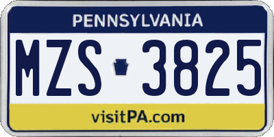 PA license plate MZS3825