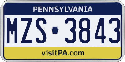 PA license plate MZS3843