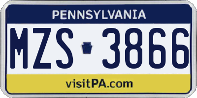 PA license plate MZS3866