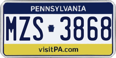 PA license plate MZS3868