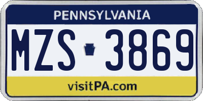 PA license plate MZS3869
