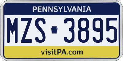 PA license plate MZS3895