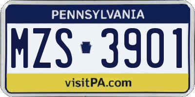PA license plate MZS3901