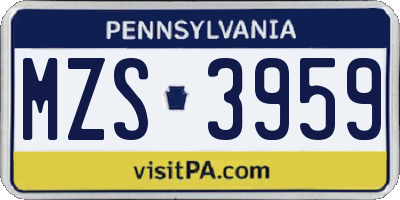 PA license plate MZS3959
