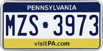 PA license plate MZS3973