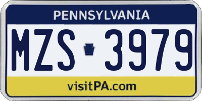 PA license plate MZS3979