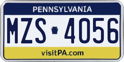 PA license plate MZS4056