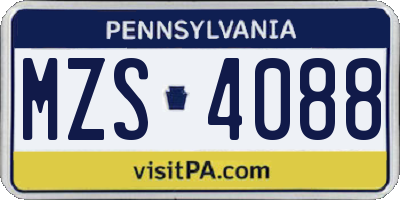 PA license plate MZS4088