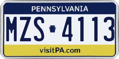 PA license plate MZS4113