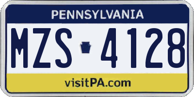 PA license plate MZS4128