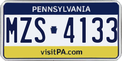 PA license plate MZS4133