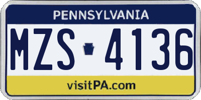 PA license plate MZS4136