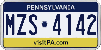 PA license plate MZS4142
