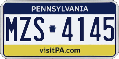 PA license plate MZS4145