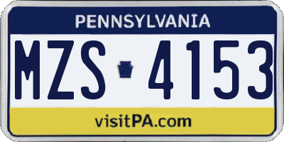 PA license plate MZS4153
