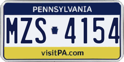 PA license plate MZS4154