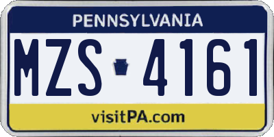PA license plate MZS4161