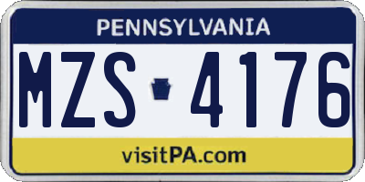 PA license plate MZS4176